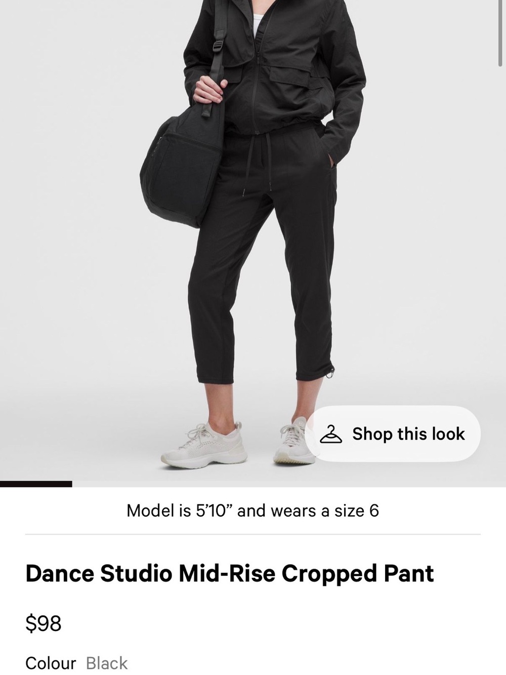 lululemon athletica Black Mid-Rise Cropped Jogger